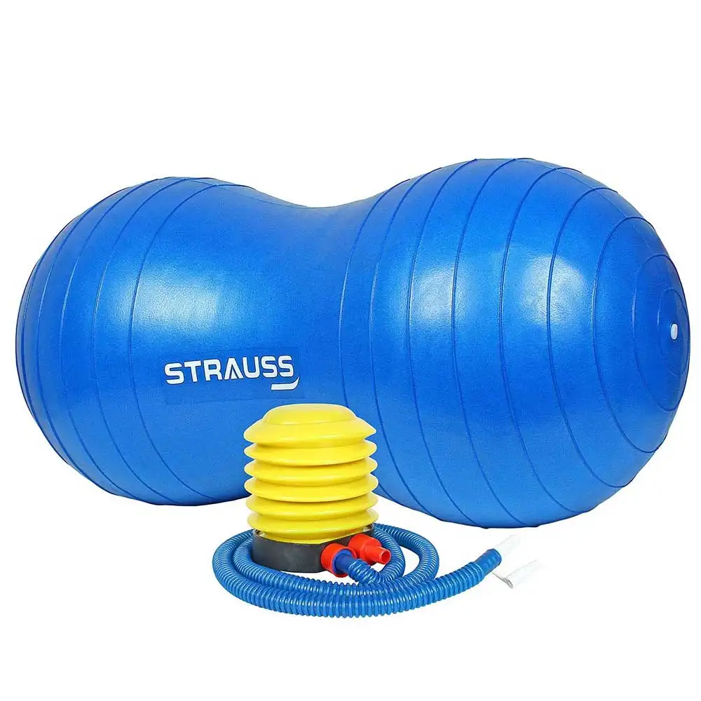 Strauss Peanut Shape Anti Burst Gym Ball with Foot Pump,  Blue  95 cm