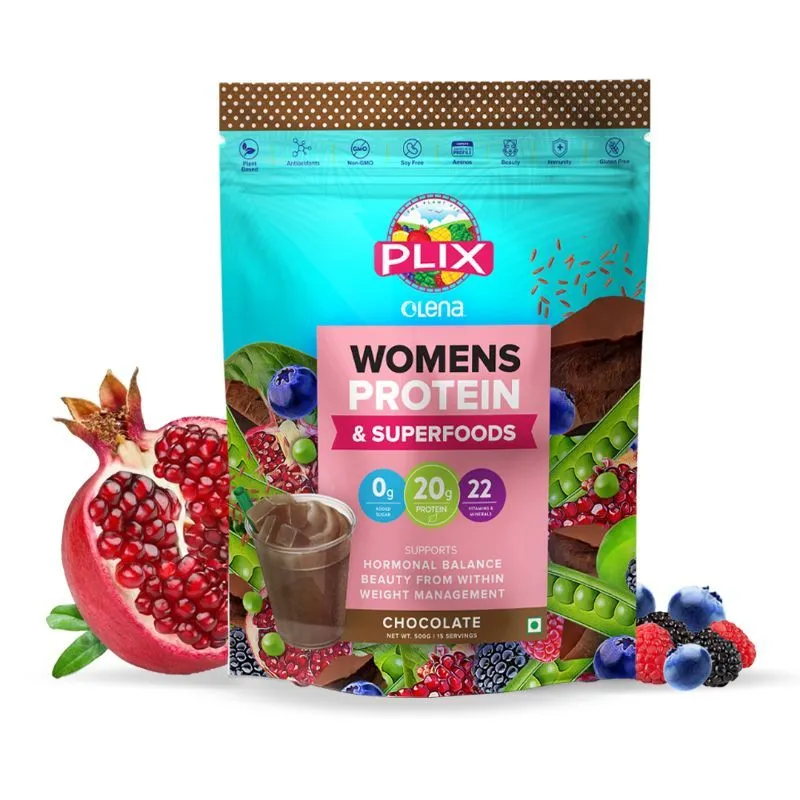 Plix Olena Plant-Based Women's Protein & Super Foods, Chocolate