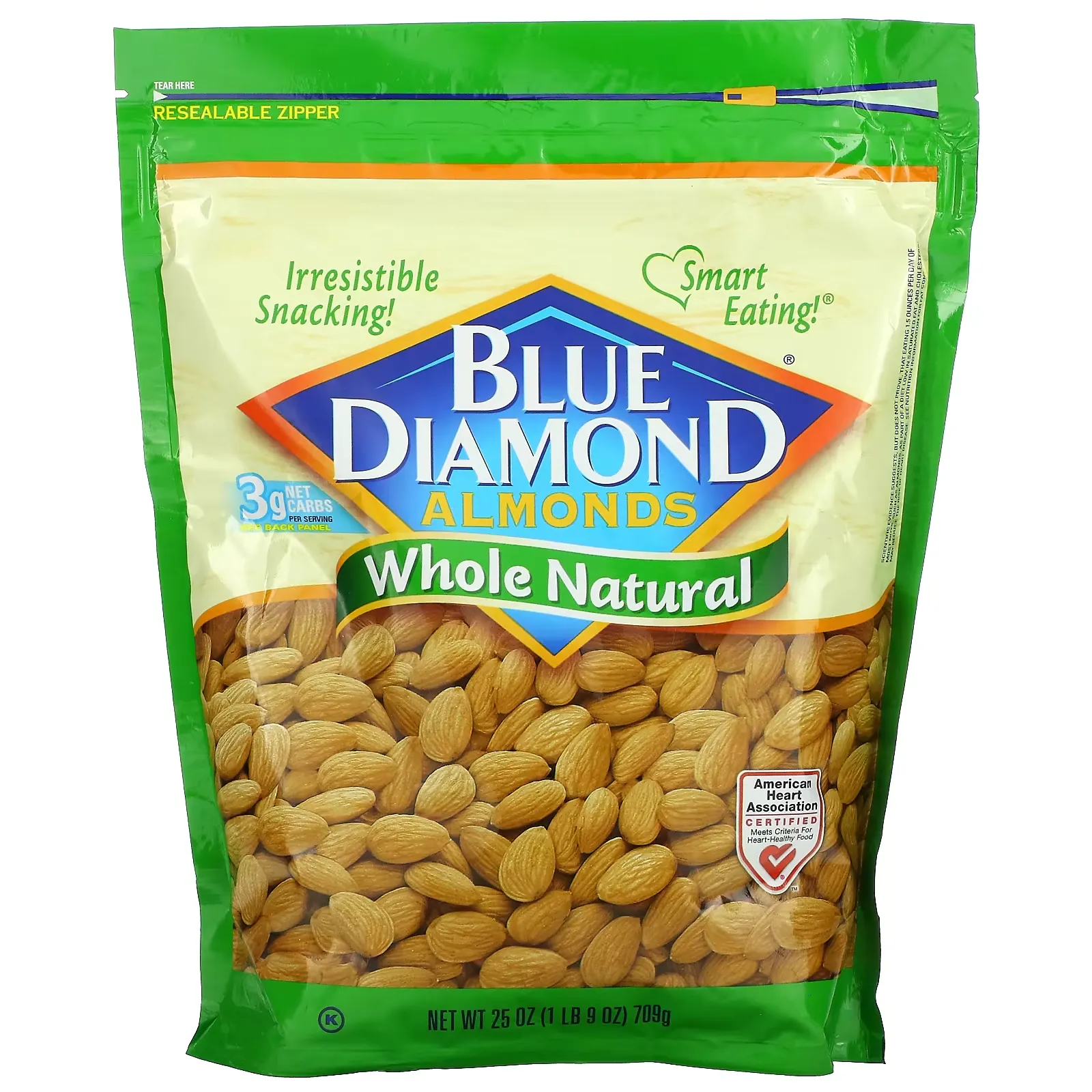 Almonds, Whole Natural, 25 oz (709 g)