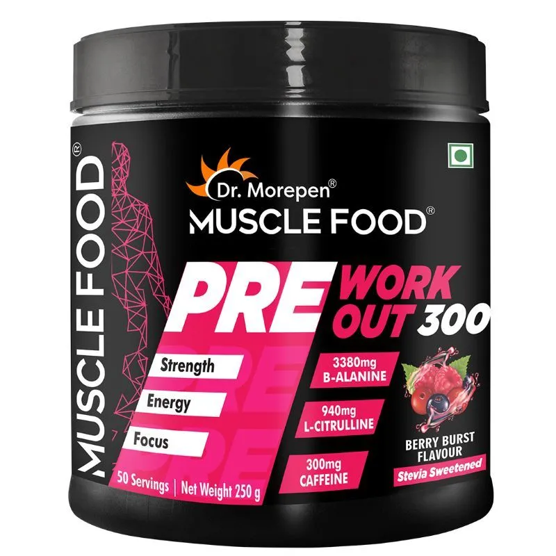 Dr. Morepen Muscle Food Pre Workout For Strength & Energy - Berry Burst