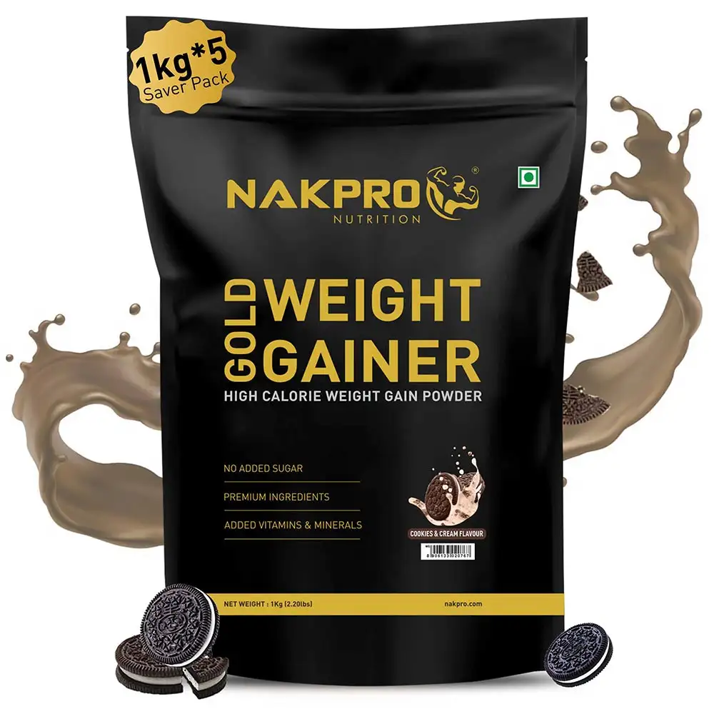 Nakpro Gold Weight Gainer,  2.2 lb  Cookies & Cream (Pack of 5)