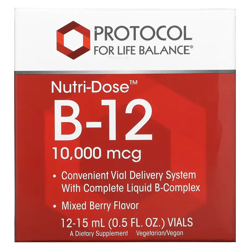 Nutri-Dose B-12, Mixed Berry, 10,000 mcg, 12 Vials, 0.5 fl oz (15 ml) Each