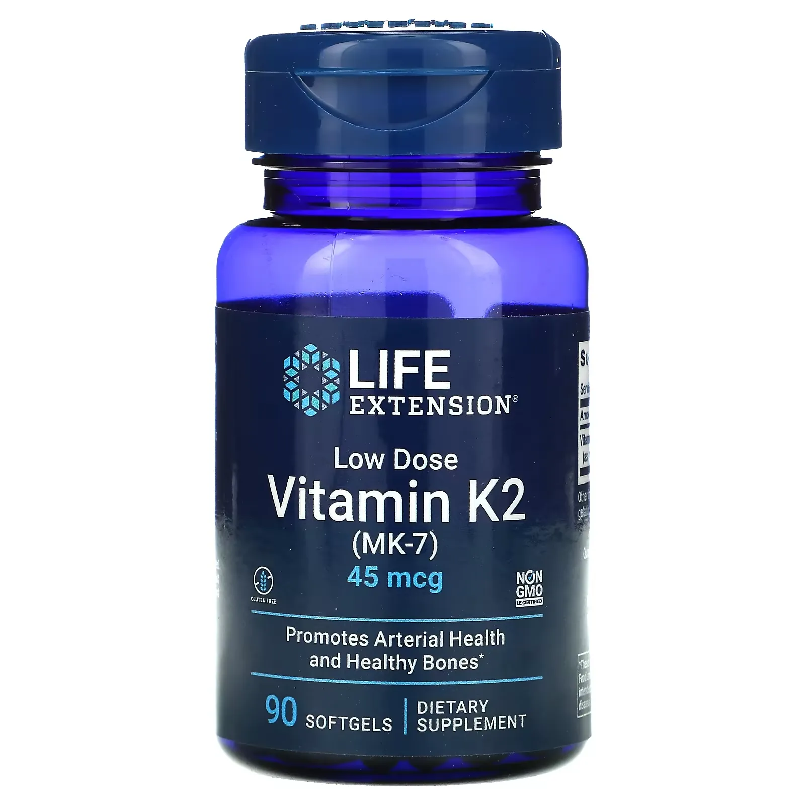 Low Dose Vitamin K2 (MK-7), 45 mcg, 90 Softgels