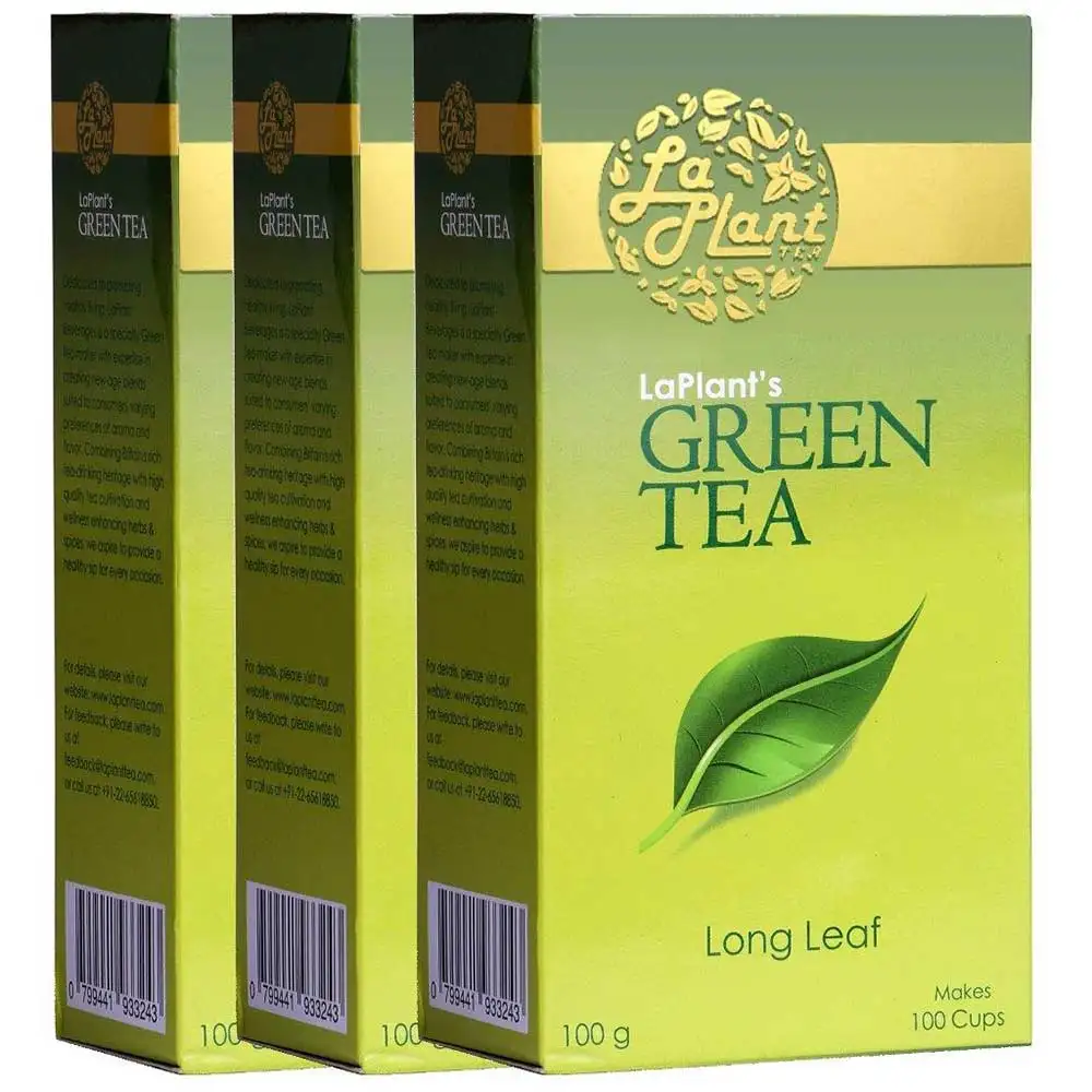 Laplant Green Tea Long Leaf,  100 g  Unflavoured(Pack of 3)