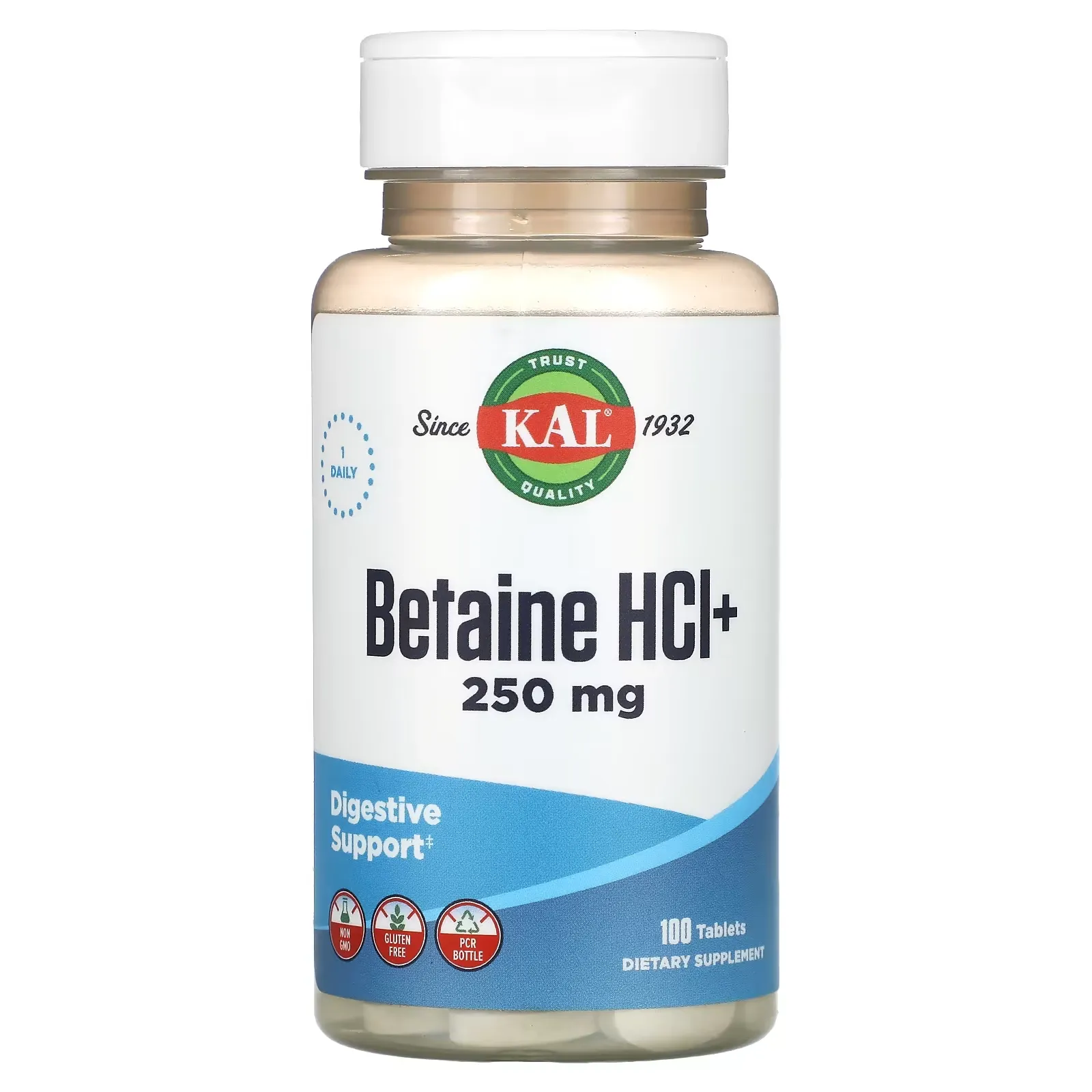 Betaine HCl+, 250 mg, 100 Tablets