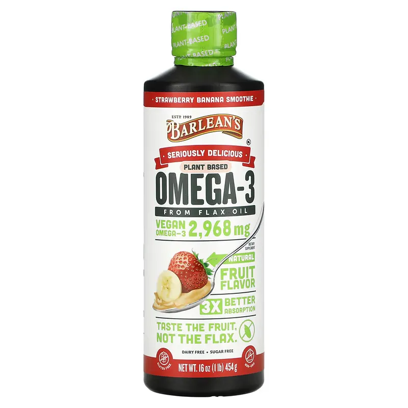 Seriously Delicious, Omega-3 from Flax Oil, Strawberry Banana Smoothie, 2,968 mg, 16 oz (454 g)