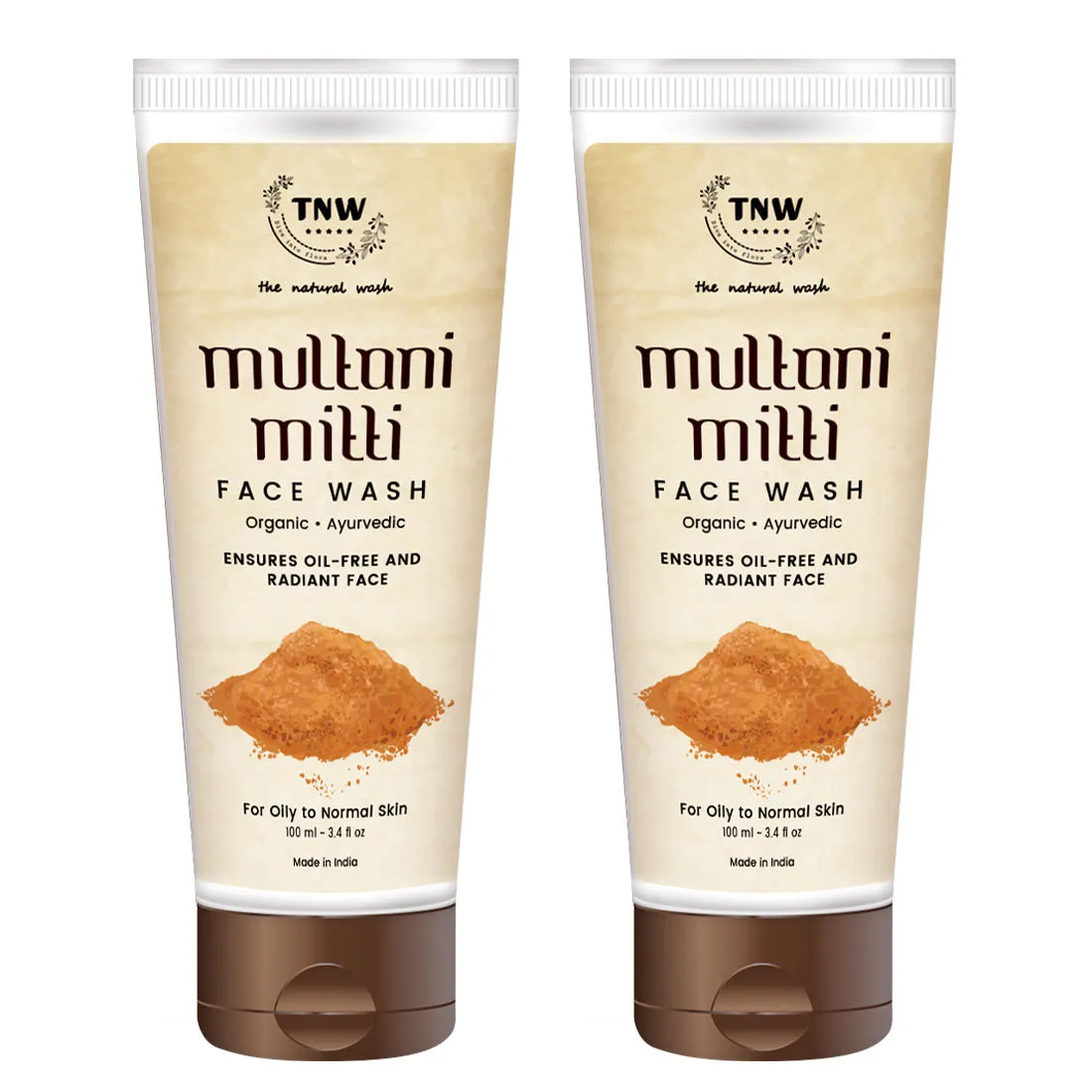 TNW The Natural Wash Multani Mitti Face Wash for Oily To Normal Skin - Pack of 2