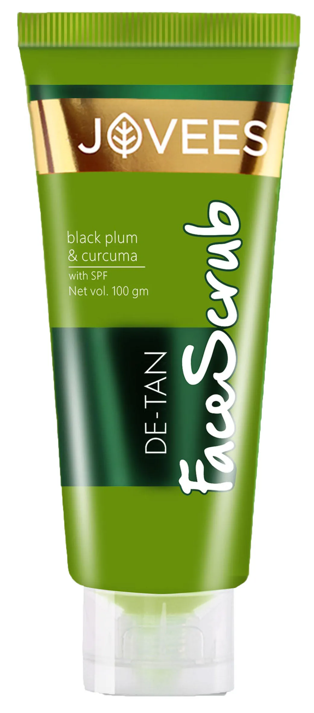 Jovees Herbal De-Tan Face Scrub Blackplum & Curcuma With SPF For Tan Removal & All Skin Types