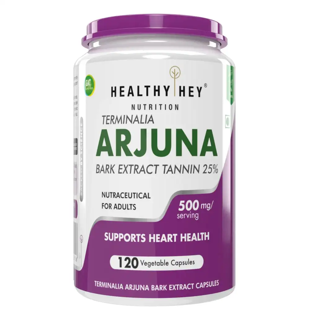 HealthyHey Nutrition Terminalia Arjuna Bark Extract,  120 capsules