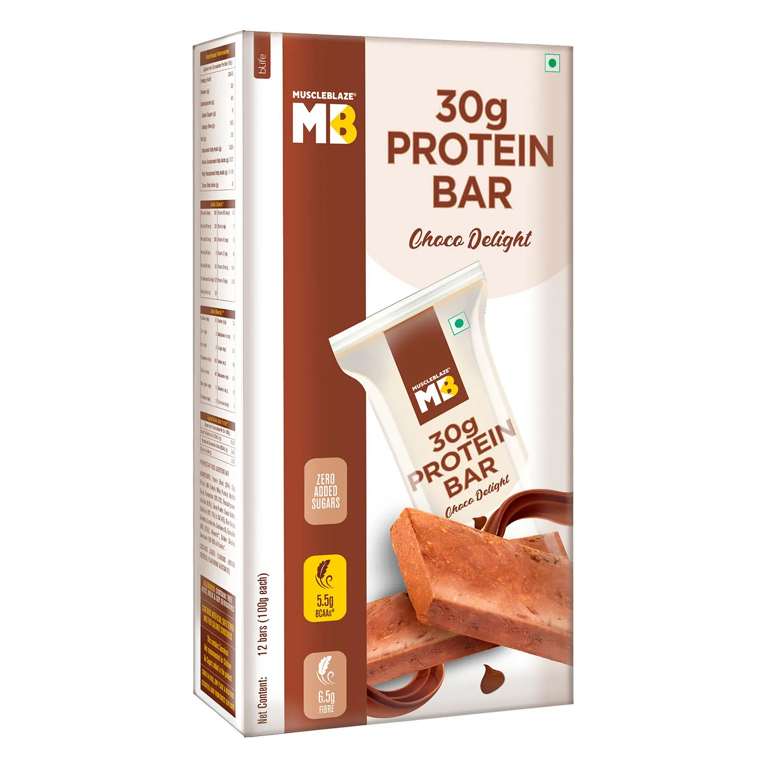 MuscleBlaze Choco Delight 30gm Protein Bar - Pack of 12