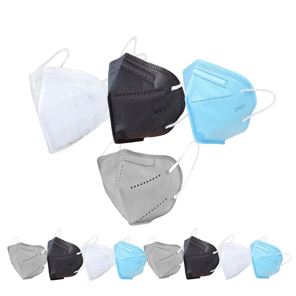 OOMPH Pack Of 12 Kn95/n95 Anti-pollution Reusable 5-layer Mask (black, White, Grey, Blue)