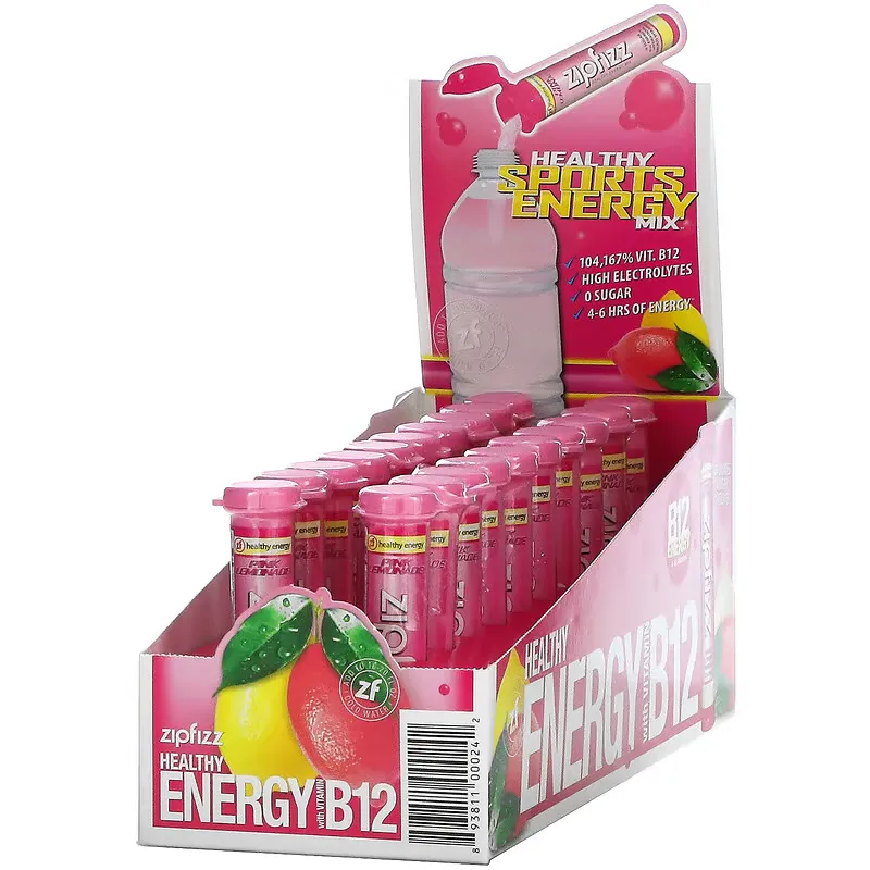 Healthy Sports Energy Mix with Vitamin B12, Pink Lemonade, 20 Tubes, 0.39 oz (11 g) Each