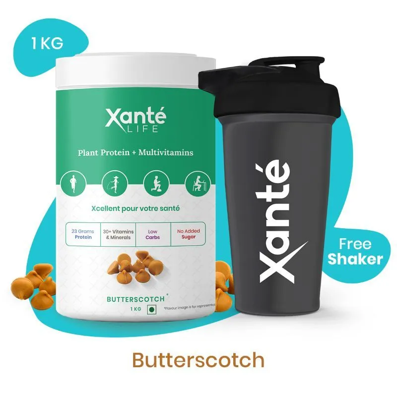 Xante Low Carb 23gm Plant Protein - Butterscotch Flavor + Free Shaker