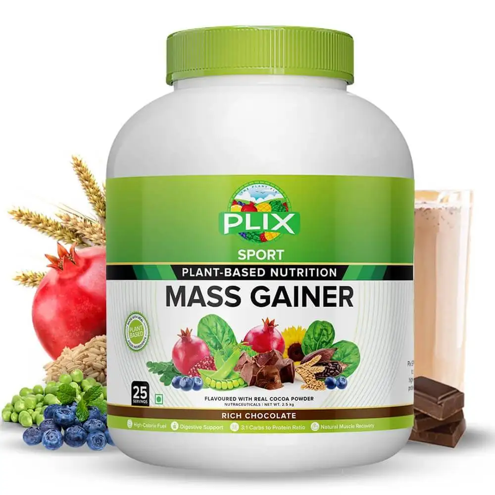 Plix Sport Plant Based Mass Gainer,  5.5 lb  Rich Chocolate