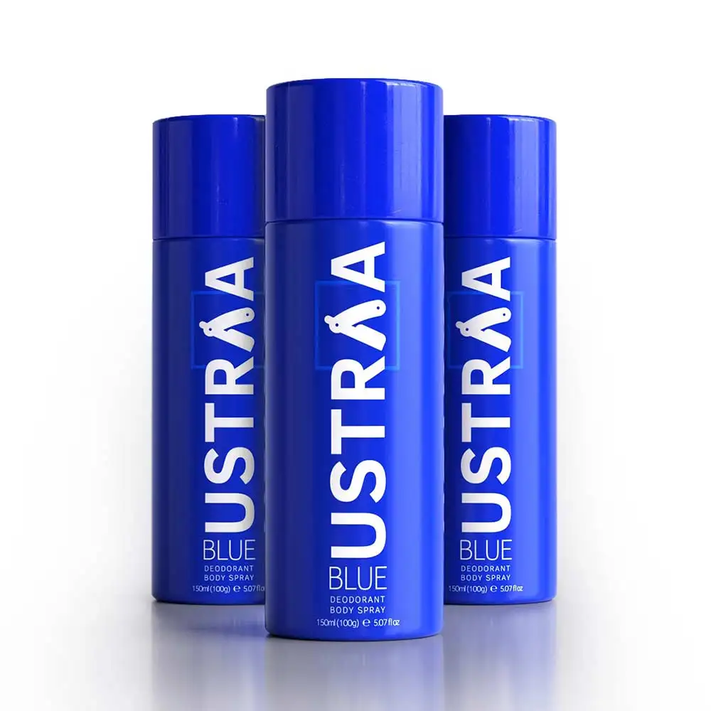 Ustraa Blue Deodorant Body Spray (Pack of 3),  150 ml  for Men