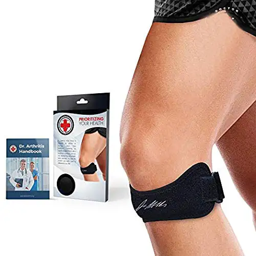 Dr. Arthritis Patella Knee Strap,  Black with Hand Book  One Size