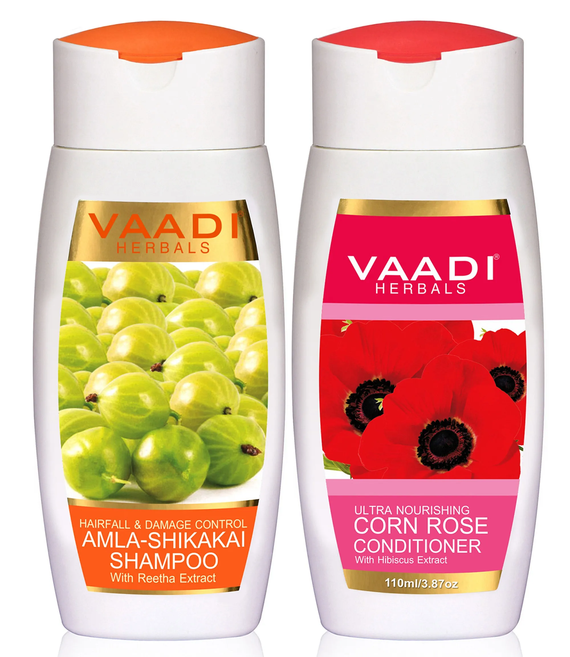 Vaadi Herbals Amla Shikakai Shampoo - Hairfall & Damage Control With Corn Rose Conditioner