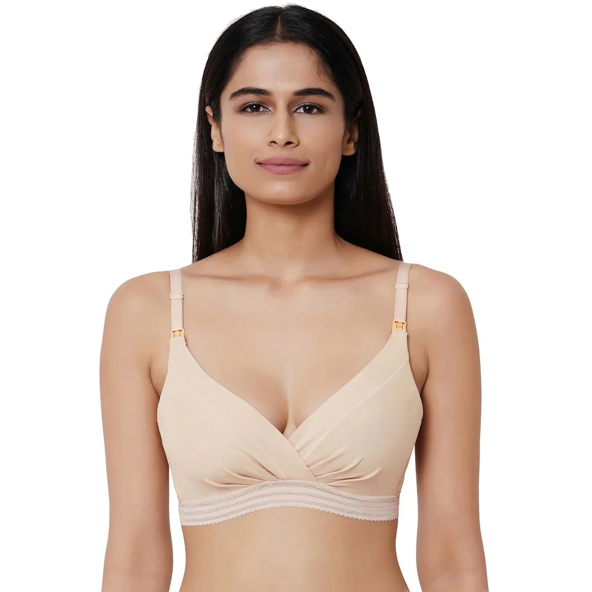 Wacoal La Vigne Padded Non-Wired 3/4Th Cup Cotton Comfortable Maternity Bra - Brown (32C)