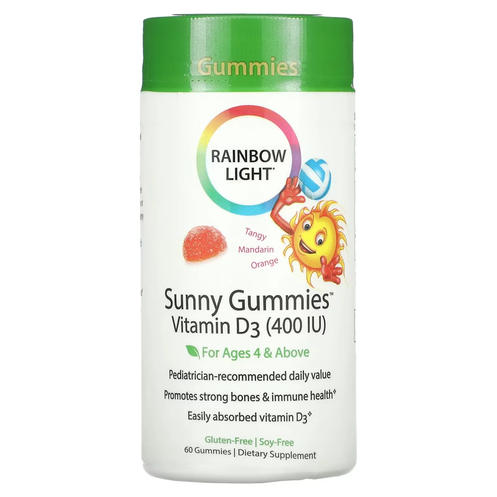 Sunny Gummies, Vitamin D3, For Ages 4 & Above, Tangy Mandarin Orange, 400 IU, 60 Gummies