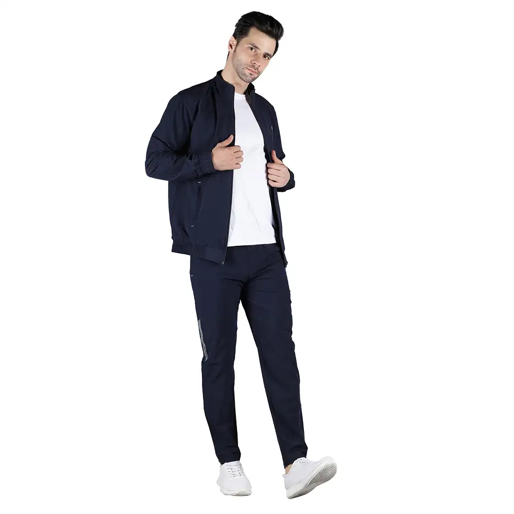 John Ally Men's Gym Tracksuit with Zipper Pockets,  Navy Blue  XL