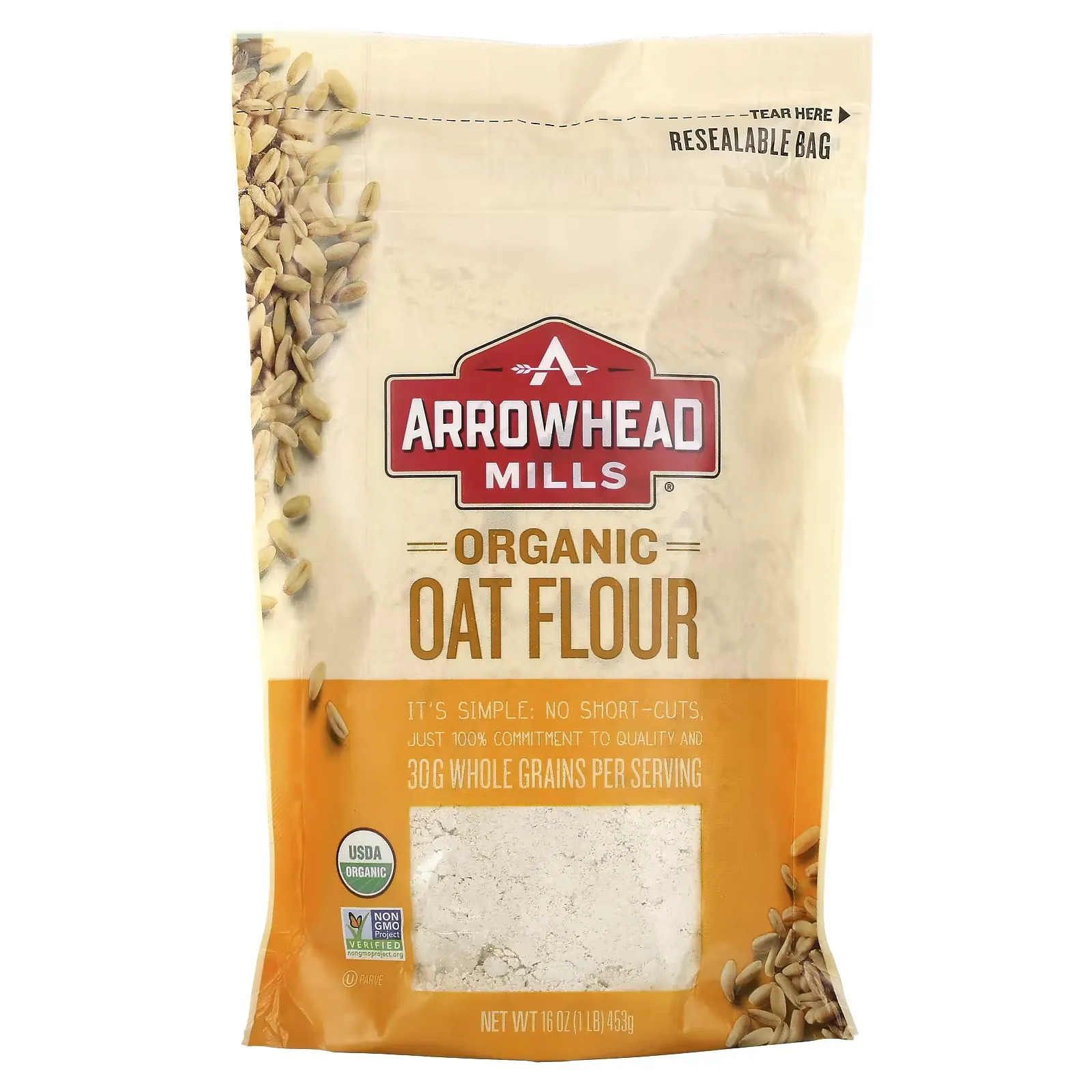 Organic Oat Flour, 1 lb (453 g)