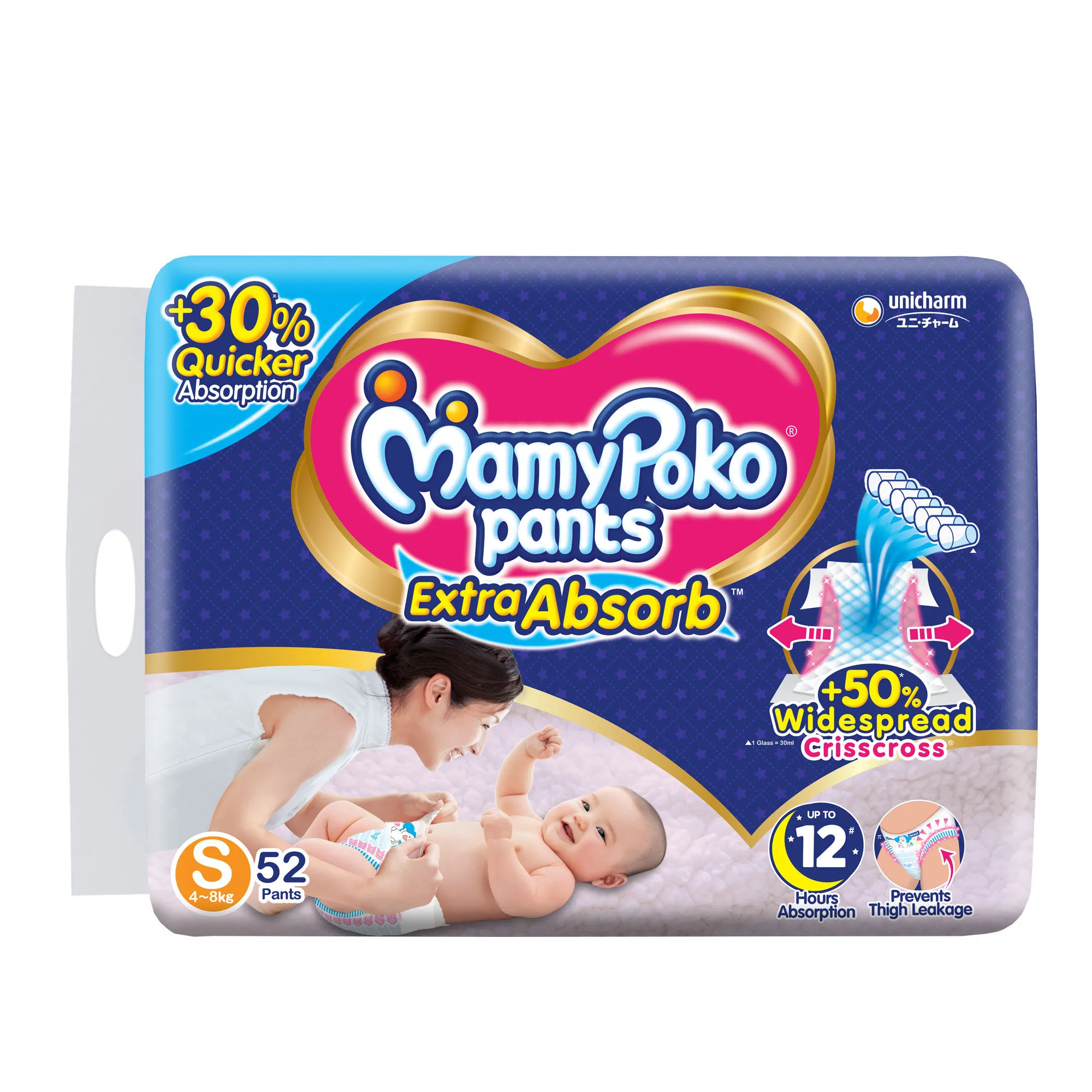 MamyPoko Pants Extra Absorb Diapers (Small) - 52 Diapers