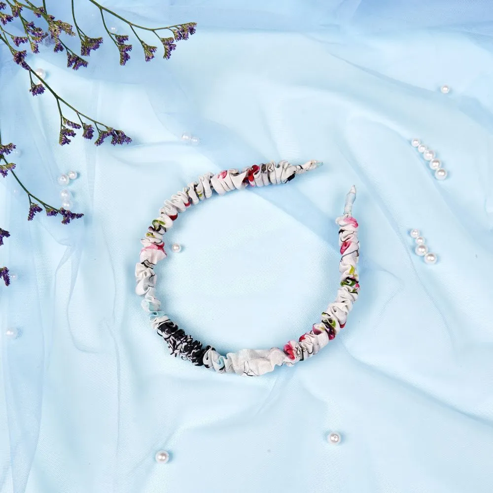 Elaa Emily In White Icy Bloom Crepe Headband