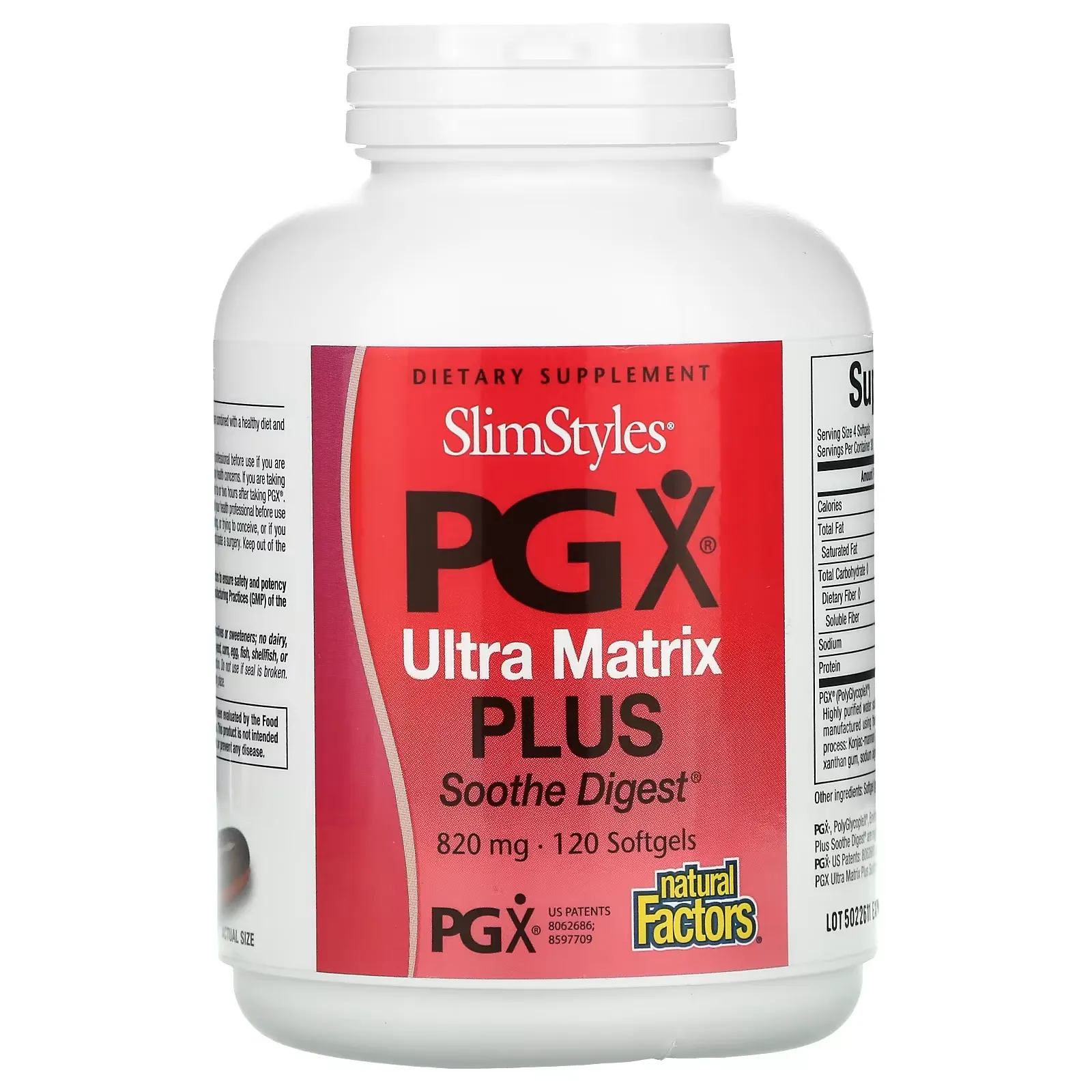 SlimStyles, PGX Ultra Matrix Plus, Soothe Digest, 820 mg, 120 Softgels