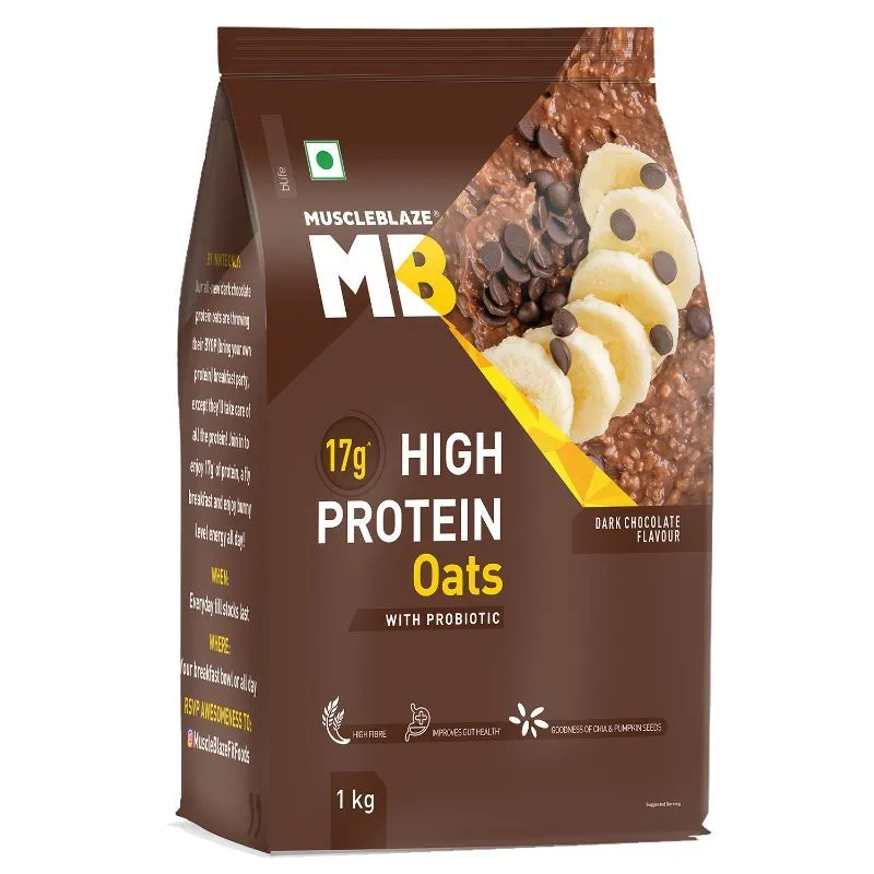 MuscleBlaze Protein Oats With Added Probiotics, For Weight Management - Dark Chocolate