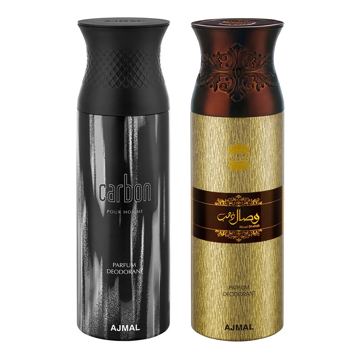 Ajmal Carbon & Wisal Dhahab Parfum Deodorant Spray For Men - Pack Of 2