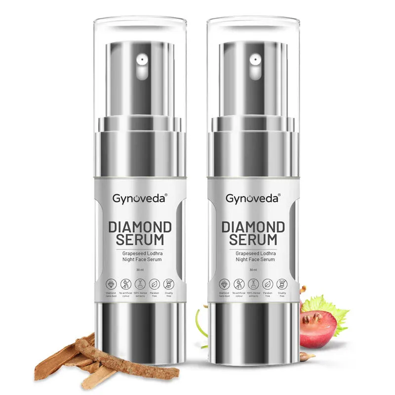 Gynoveda Diamond Serum For Tightening Night Face Serum, Glowing Skin With Grapeseed - Pack Of 2