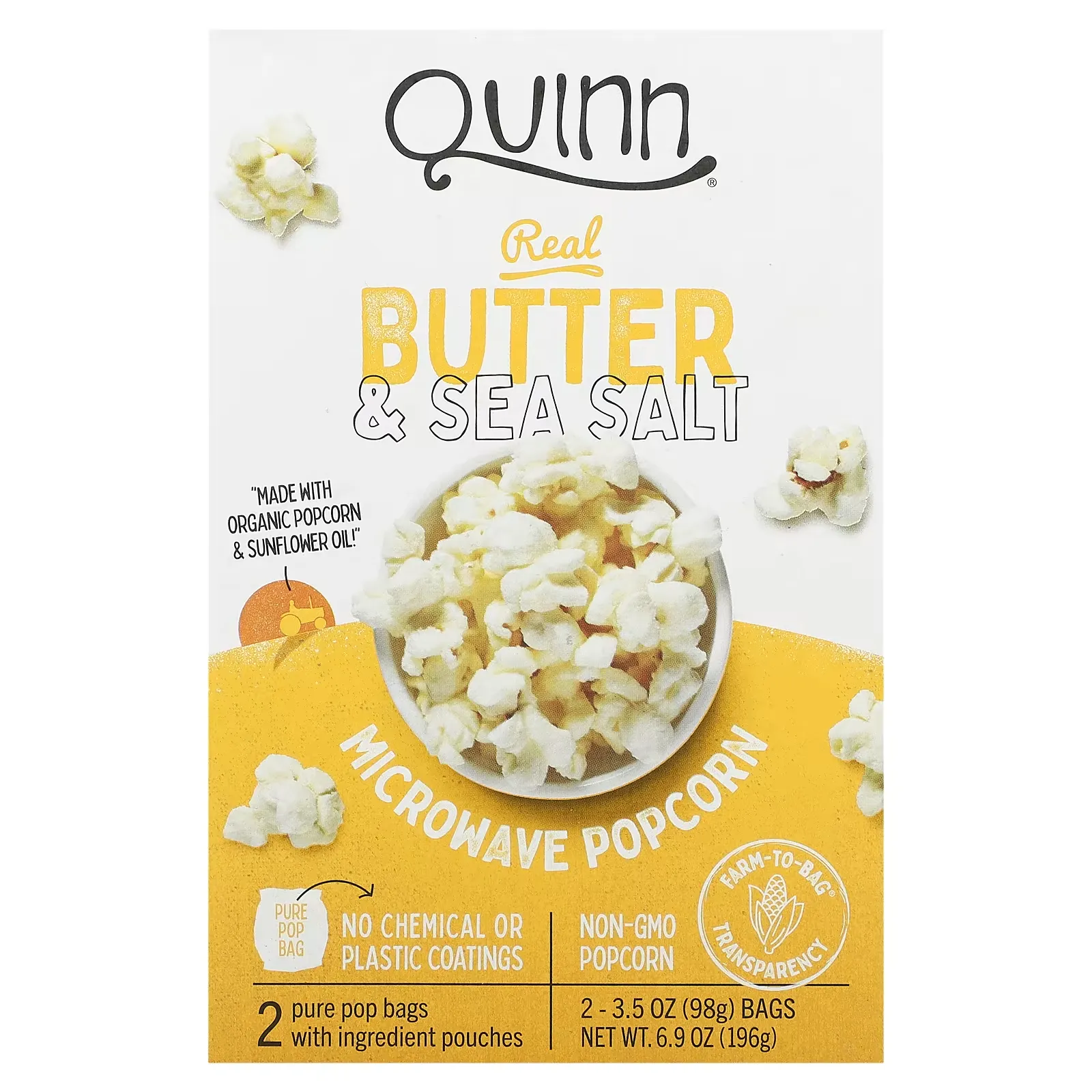 Microwave Popcorn, Real Butter & Sea Salt, 2 Bags, 3.5 oz (98 g) Each