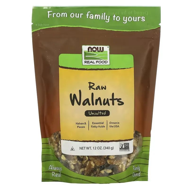 Real Food, Raw Walnuts, Unsalted, 12 oz (340 g)