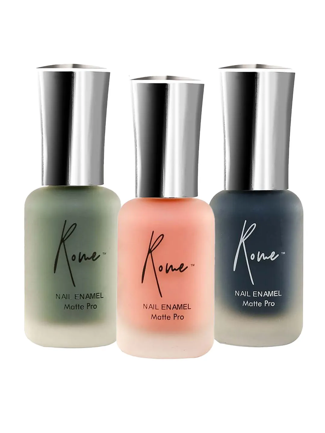 Rome Matte Pro Nail Enamel Set Of 3 (Sage Matte+ Coral Haze Matte+ Nightmare Matte)