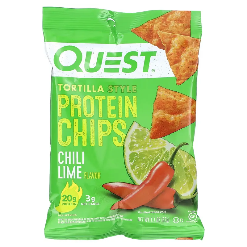 Tortilla Style Protein Chips, Chili Lime, 12 Bags, 1.1 oz (32 g) Each