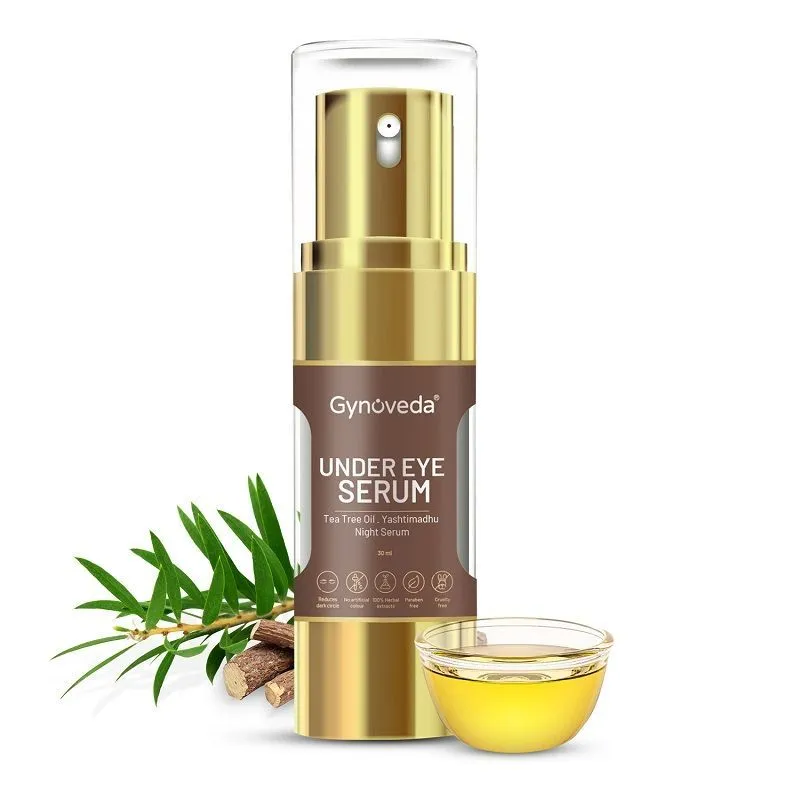 Gynoveda Under Eye Serum For Dark Circles, Puffiness With Tea Tree Oil- Yashtimadhu