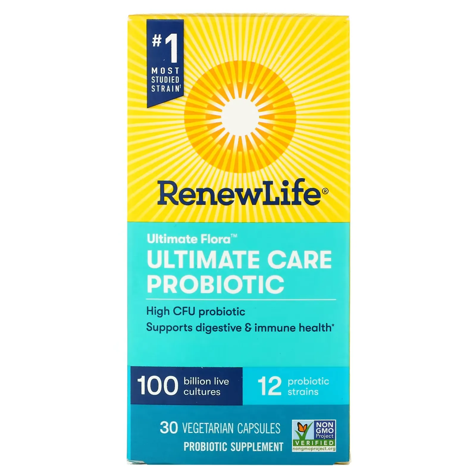 Ultimate Flora, Ultimate Care Probiotic, 100 Billion Live Cultures, 30 Vegetarian Capsules