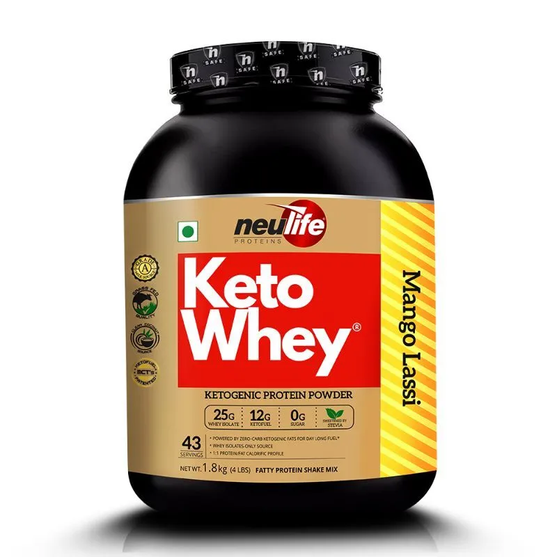 Neulife Ketowhey Fatty Protein Shake With Ketofuel MCTs - Mango Lassi Flavour