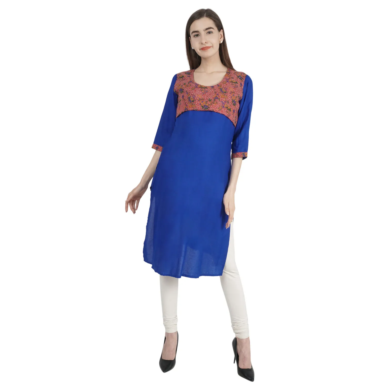 Morph Maternity Bright Printed Nursing Kurta - Blue