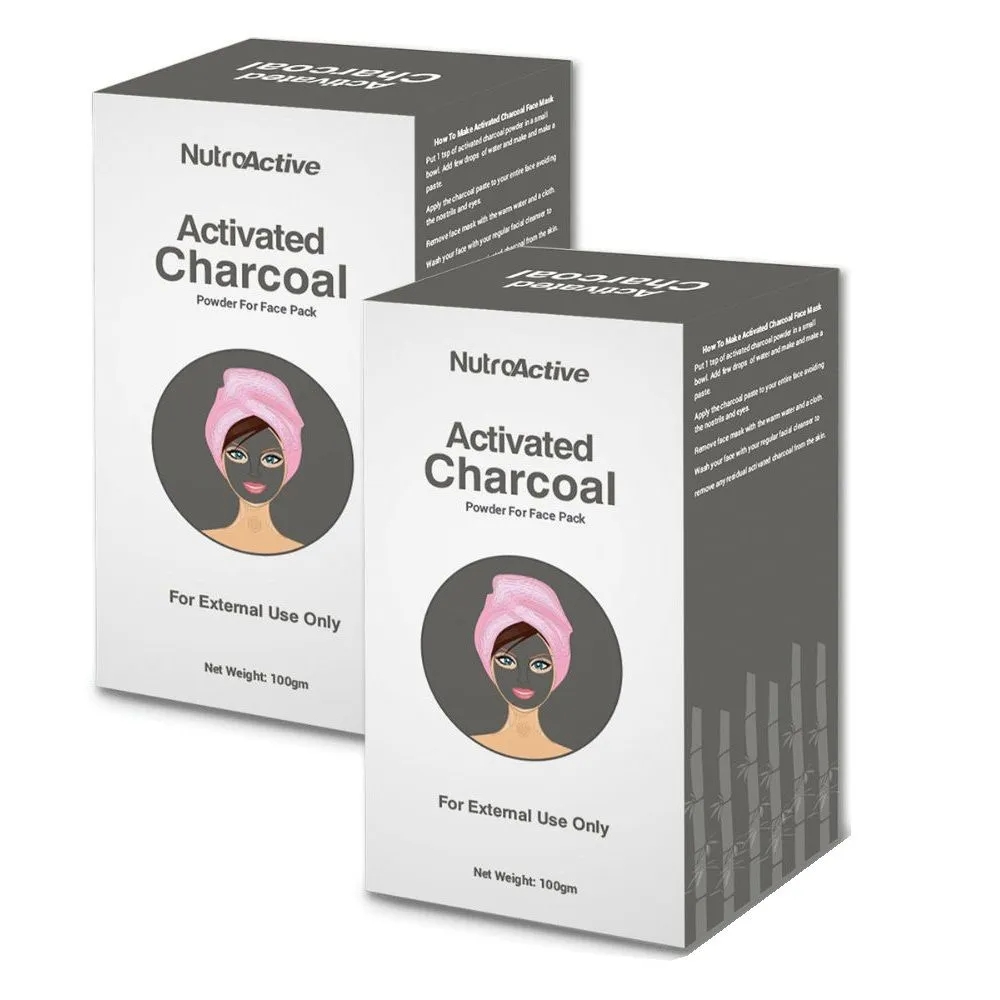 NutroActive Activated Charcoal Powder for Face Pack (Pack of 2)