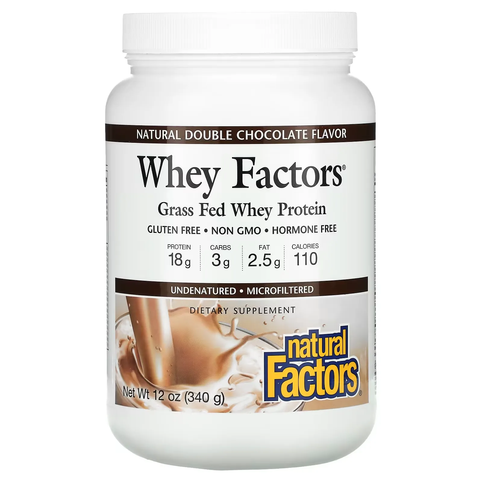 Whey Factors, Grass Fed Whey Protein, Natural Double Chocolate, 12 oz (340 g)