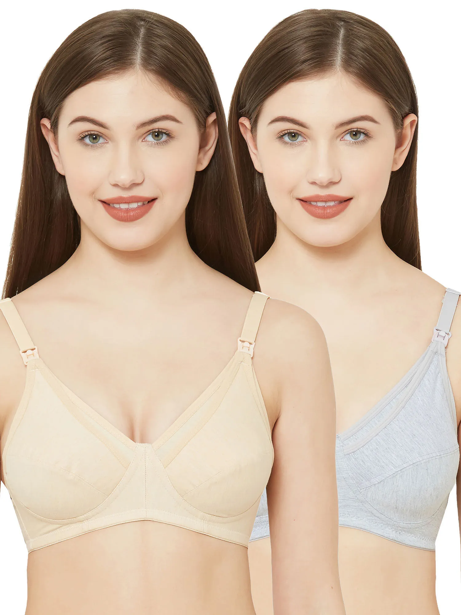 Juliet Womens Non Padded Non Wired Feeding Bra Combo J 522 Skin Grey (40C)