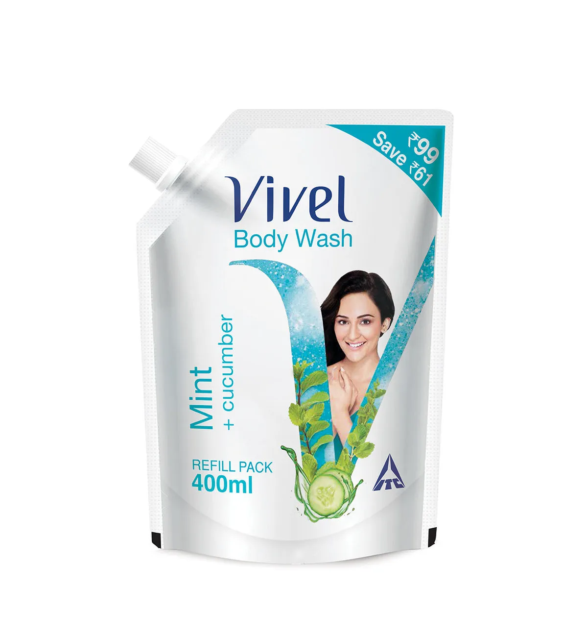 Vivel Body Wash Mint & Cucumber Cooling & Moisturising Refill Pack