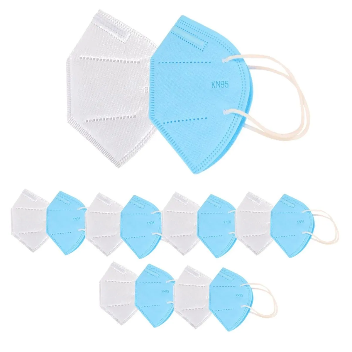 OOMPH Pack Of 12 Kn95/n95 Anti-pollution Reusable 5 Layer Mask Color: Blue,white