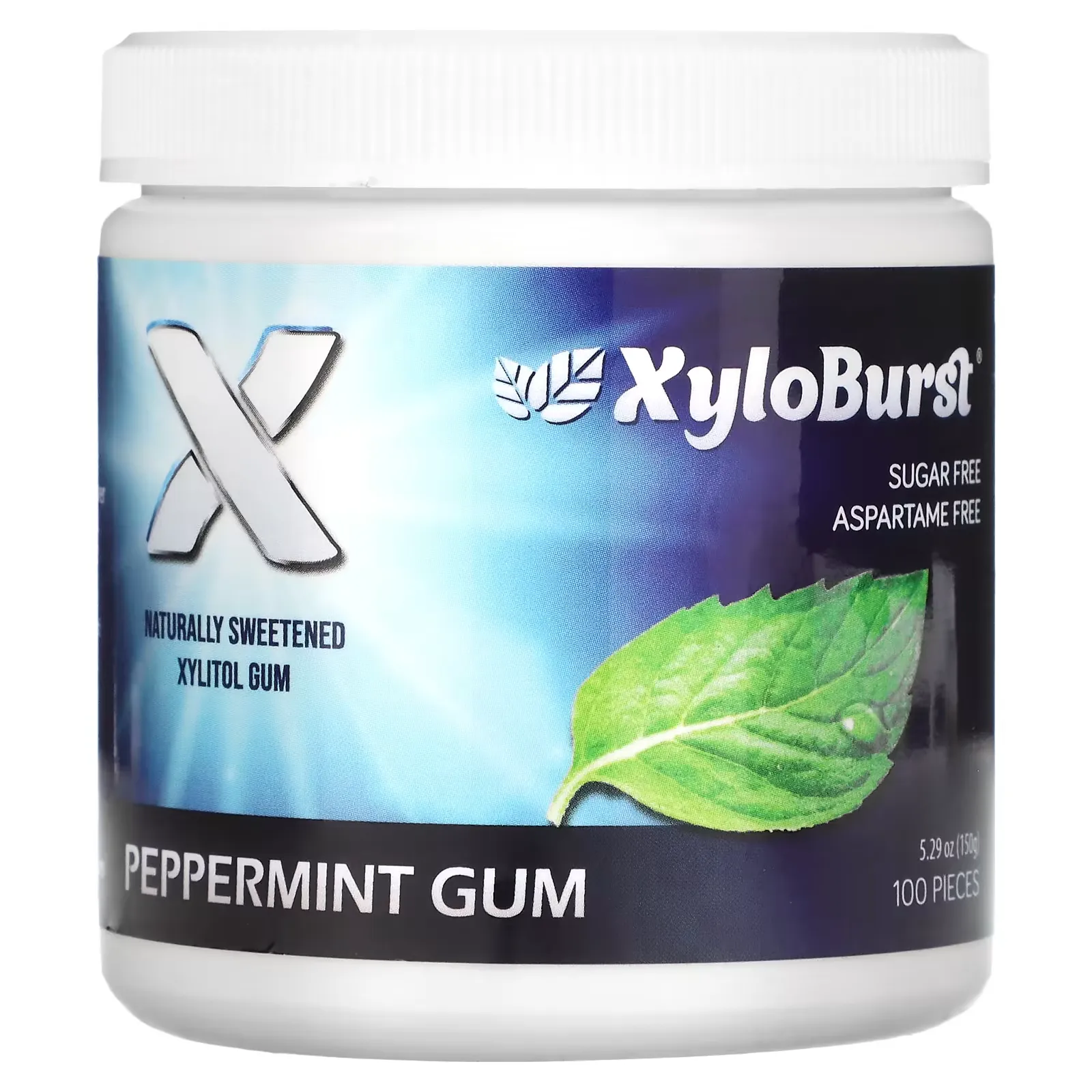 Xylitol Gum, Peppermint, 100 Pieces, 5.29 oz (150 g)