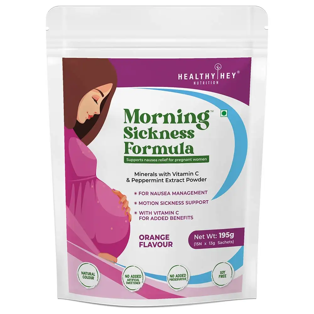 HealthyHey Nutrition Morning Sickness Formula for Pregnant Women,  Orange  15 sachets/pack