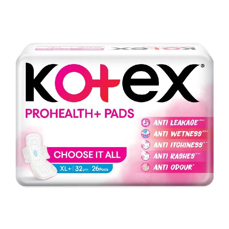 Kotex Prohealth+ Sanitary Pads For Women - Xl+ 26 Ultra-Thin Pads