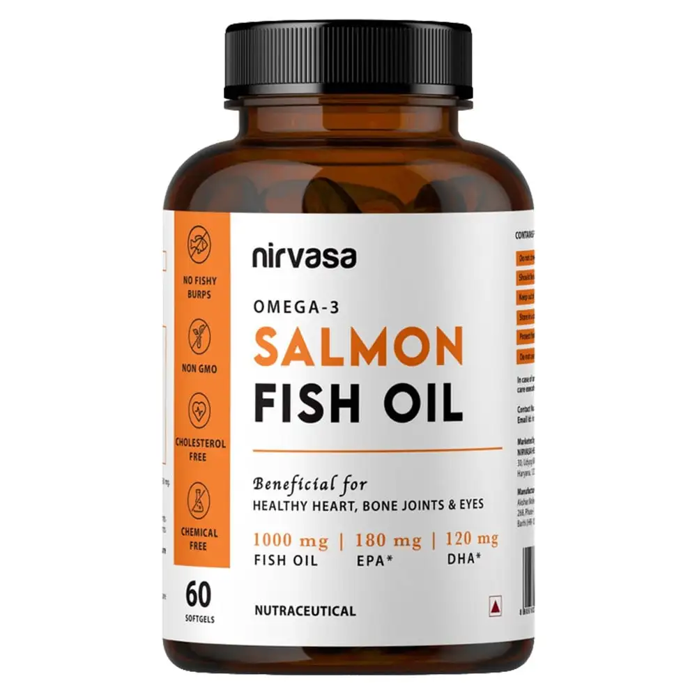 Nirvasa Omega-3 Salmon Fish Oil (Pack of 5),  60 softgels