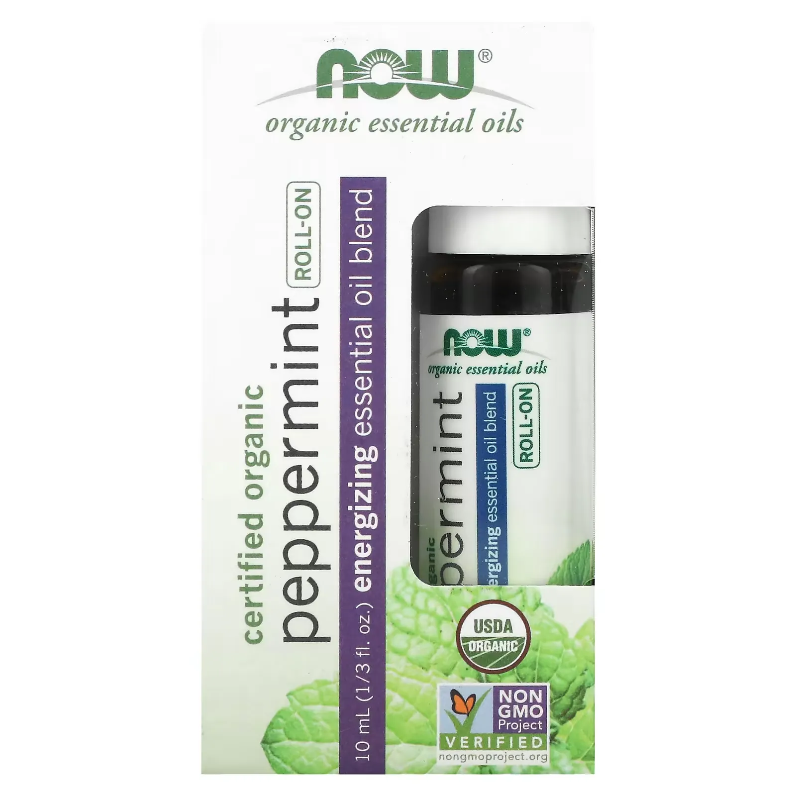 Certified Organic Peppermint Roll-On, 1/3 fl oz (10 ml)