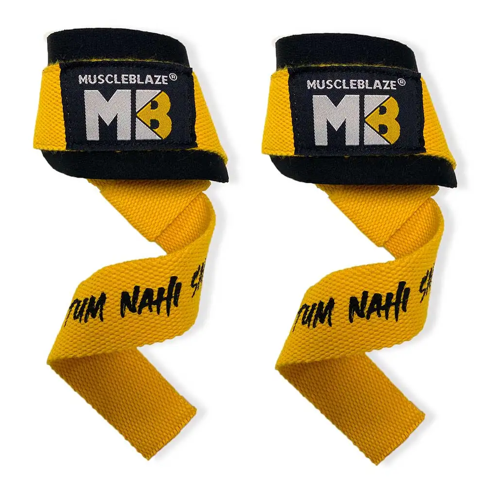 MuscleBlaze Weight Lifting Strap (Tum Nahi Samjhoge),  Yellow  Free Size